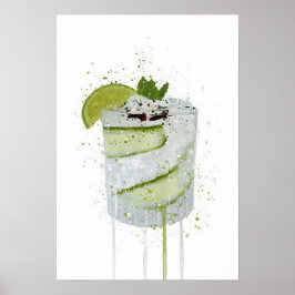 Póster Gin & Tonic 'Pepino y Lima' 
