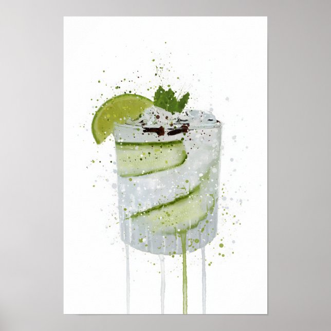 Póster Gin & Tonic 'Pepino y Lima'  (Frente)