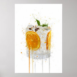 Póster Gin & Tónica 'Naranja y Albahaca'