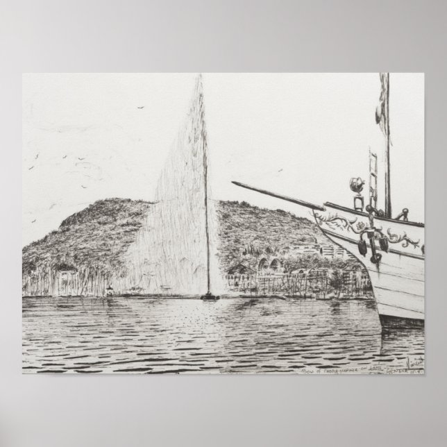 Póster Ginebra Fuente y Barco de placer Boat 2011 (Frente)