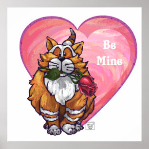 Póster Ginger Cat El día de San Valentín