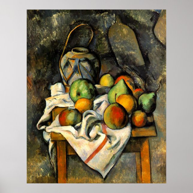 Póster Ginger Jar y Fruit - Paul Cezanne - c1895 (Frente)