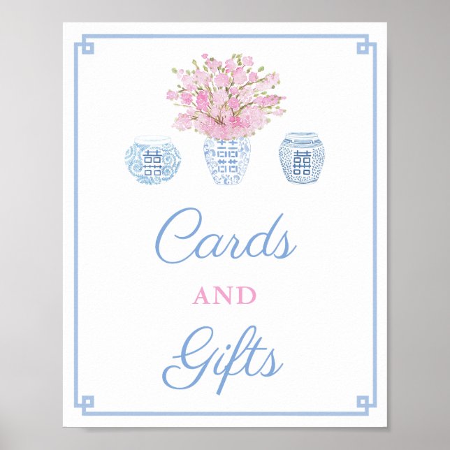 Póster Ginger Jars Pink Blue Cards & Gifts Baby Shower (Frente)