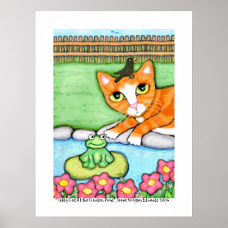 Póster Ginger Tabby Cat Cerca Del Estanque