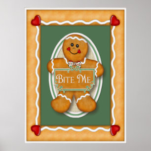 Póster Gingerbread Bite Me Poster