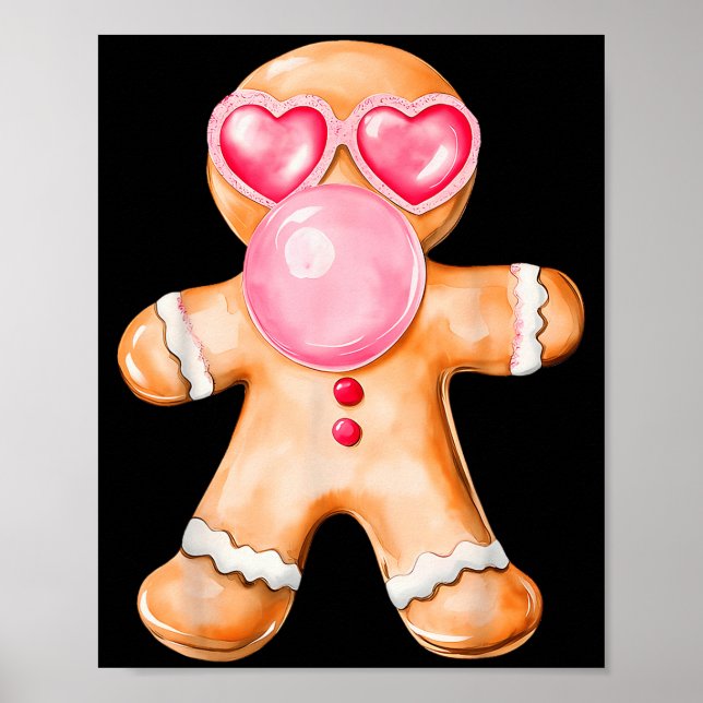 Póster Gingerbread Blowing Bubble Gum Nk Sungles Christma (Frente)