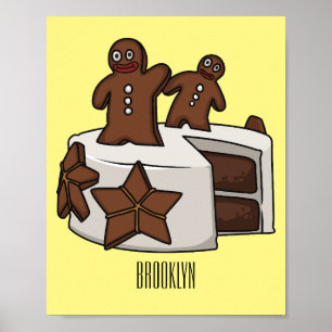 Póster Gingerbread cake cartoon illustration