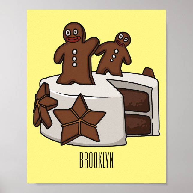 Póster Gingerbread cake cartoon illustration (Frente)