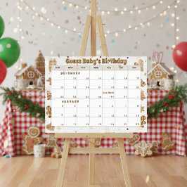 Póster gingerbread calendar "guess baby's birthday"