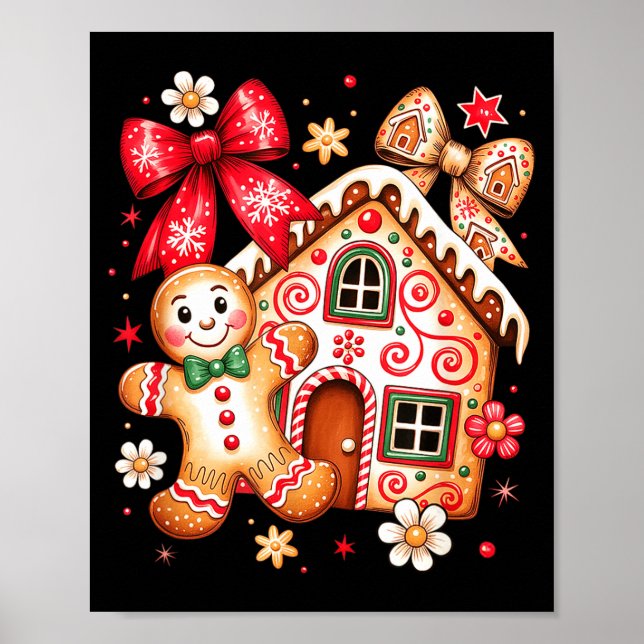 Póster Gingerbread Christmas Bow Christmas House Retro Co (Frente)