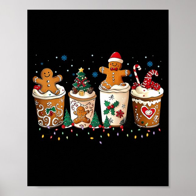 Póster Gingerbread Christmas Coffee Cute Sweet Winter Hol (Frente)