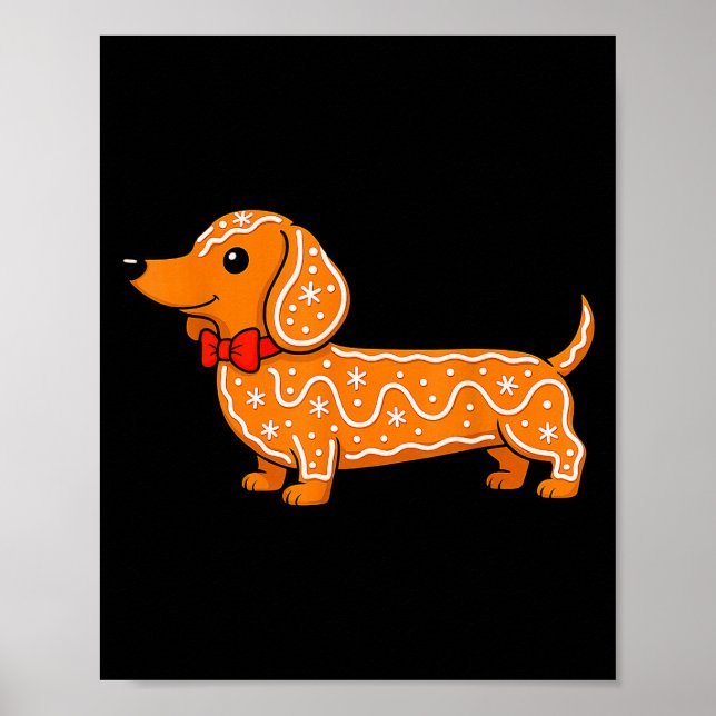 Póster Gingerbread Dachshund Christmas Cute Weiner Dog  (Frente)