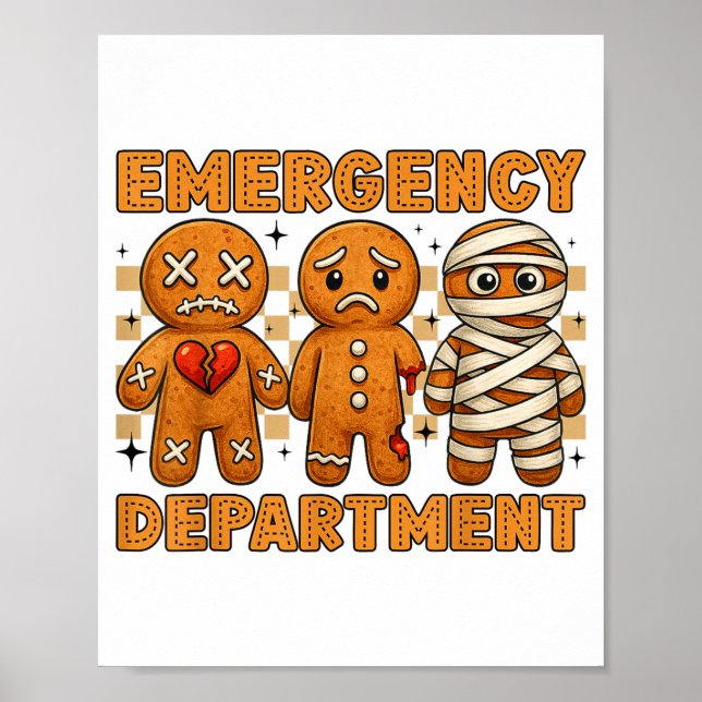 Póster Gingerbread Emergency Department Christmas Nurse D (Frente)