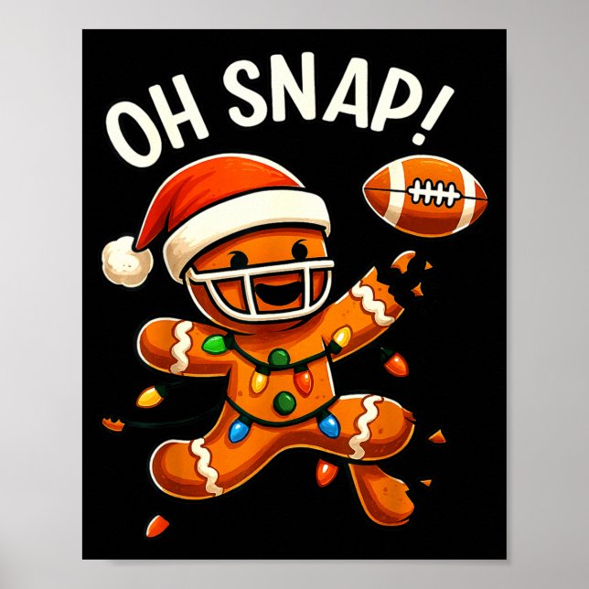 Póster Gingerbread Football Oh Snap Christmas Lights Desi (Frente)