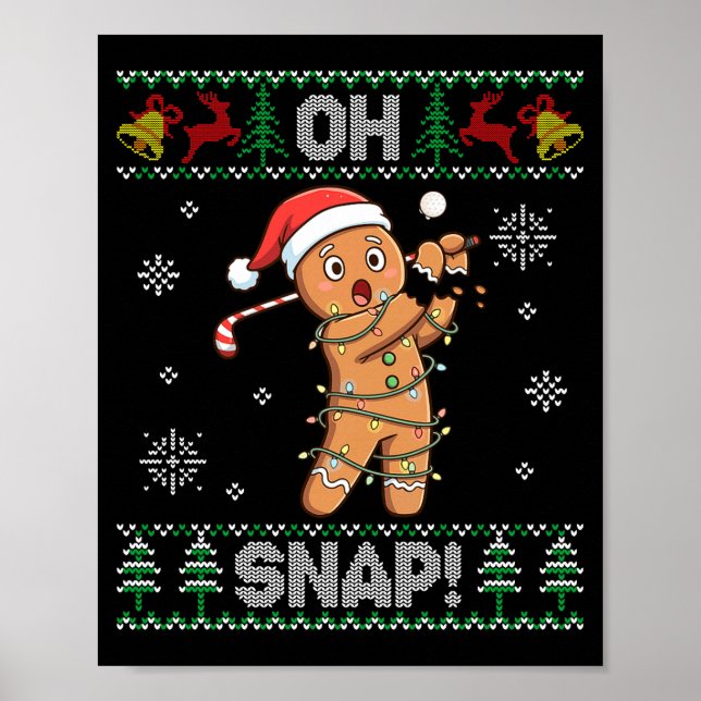 Póster Gingerbread Golf Christmas Cookie Oh Snap Santa Ug (Frente)