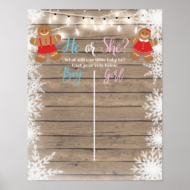 Póster Gingerbread Holiday Gender Reveal Voting Board (Frente)