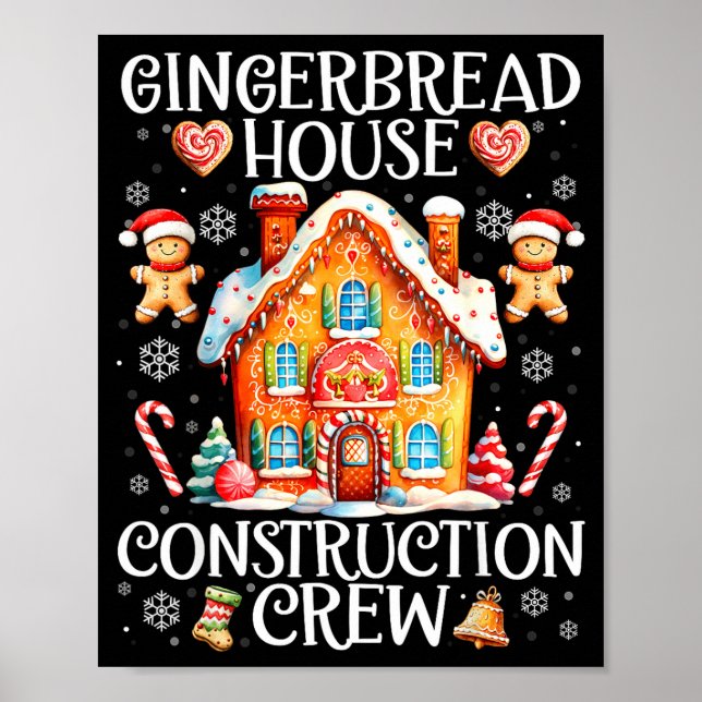 Póster Gingerbread House Construction Crew Baking Christm (Frente)