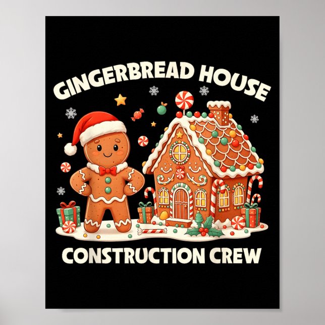 Póster Gingerbread House Construction Crew Kids Men Women (Frente)