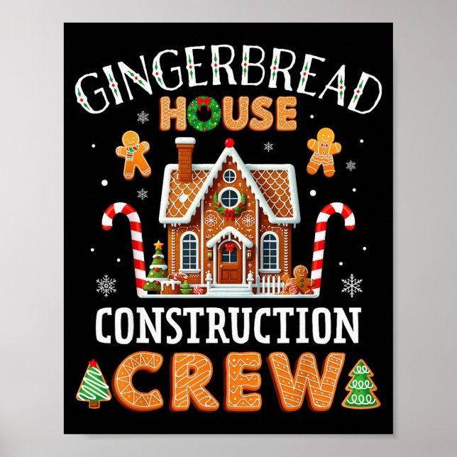 Póster Gingerbread House Construction Crew Kids Men Women (Frente)