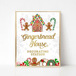 Póster Gingerbread House Decoration Station Xmas Rótulo