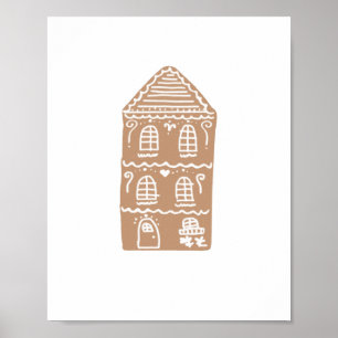 Póster Gingerbread House Village Ilustracion Poster de Ar