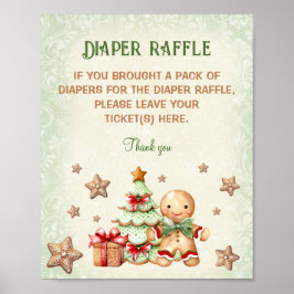 Póster Gingerbread Man Baby Shower Diaper Raffle Rótulo
