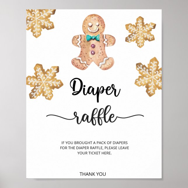 Póster Gingerbread man cookie diaper raffre (Frente)