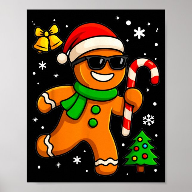 Póster Gingerbread Man Funny Christmas Cookie Costume Bak (Frente)