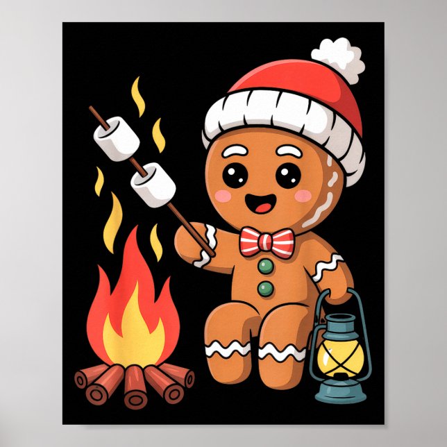 Póster Gingerbread Marshmallow Roaster Camng Christmas  (Frente)