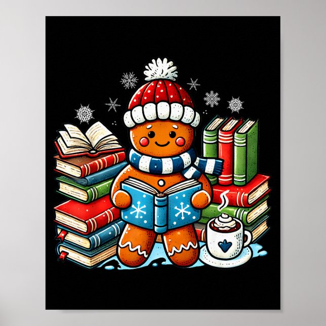 Póster Gingerbread Reading Teacher Bookish Library Kids U (Frente)