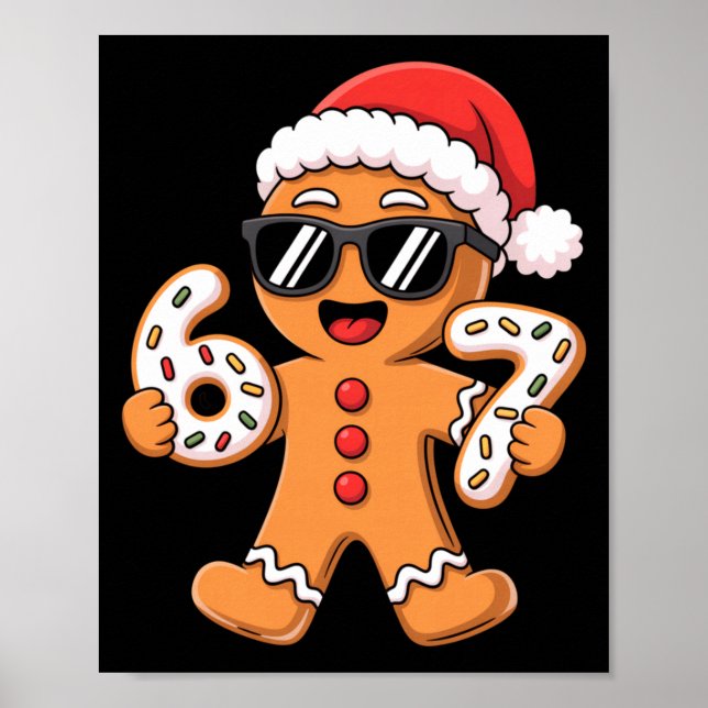 Póster Gingerbread Santa With Sungles Holding 67 Cookies  (Frente)