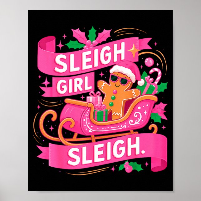 Póster Gingerbread Sleigh Girl Nk Funny Christmas Women G (Frente)