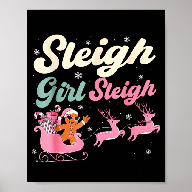 Póster Gingerbread Sleigh Girl Nk Funny Christmas Women G (Frente)