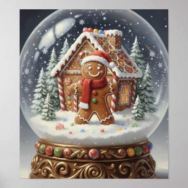 Póster GingerBreadManSnowGlobe (Frente)