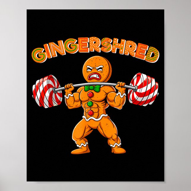 Póster Gingershred Christmas Gingerbread Man Gym Bodybuil (Frente)