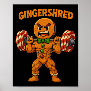 Póster Gingershred Divertido Pan De Jengibre Navidad Gimn