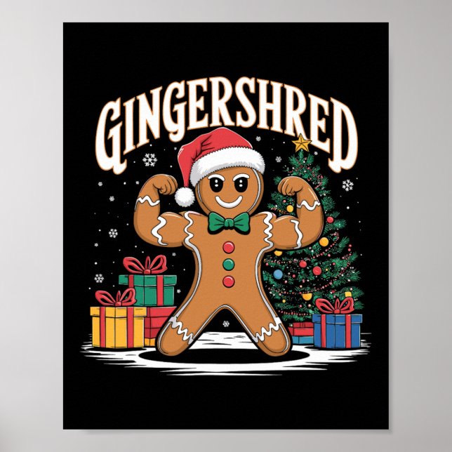 Póster Gingershred Funny Gingerbread Bodybuilding Christm (Frente)