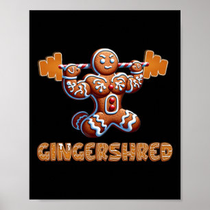 Póster Gingershred Funny Gingerbread Man Gym Bodybuilding