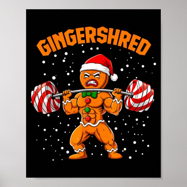 Póster Gingershred Funny Gingerbread Man Gym Bodybuilding (Frente)