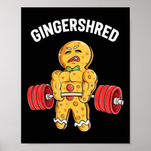 Póster Gingershred Funny Gingerbread Man Gym Bodybuilding