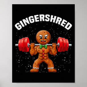 Póster Gingershred Funny Gingerbread Man Gym Bodybuilding