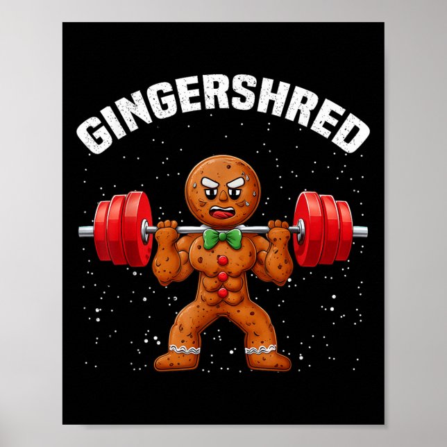 Póster Gingershred Funny Gingerbread Man Gym Bodybuilding (Frente)