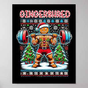 Póster Gingershred Funny Gingerbread Man Gym Bodybuilding