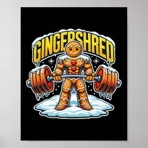 Póster Gingershred Funny Gingerbread Man Gym Bodybuilding