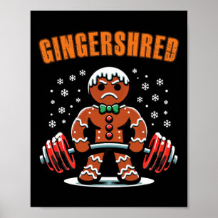 Póster Gingershred Funny Gingerbread Man Gym Bodybuilding
