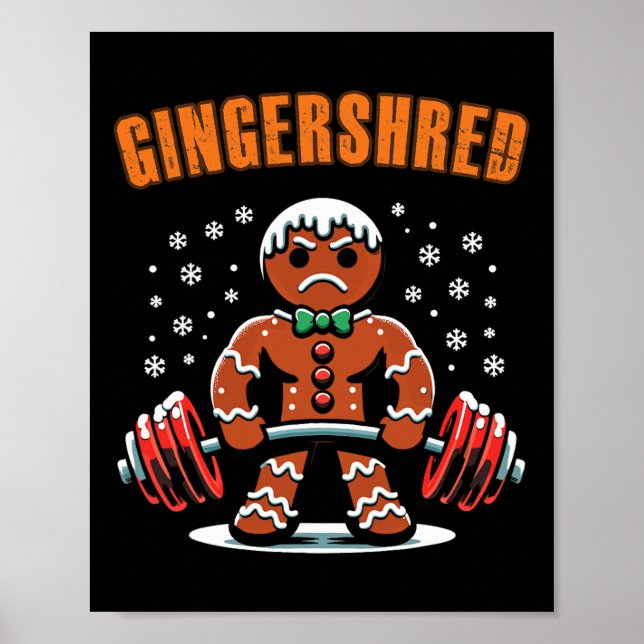 Póster Gingershred Funny Gingerbread Man Gym Bodybuilding (Frente)