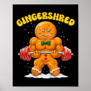 Póster Gingershred Funny Gingerbread Man Gym Bodybuilding