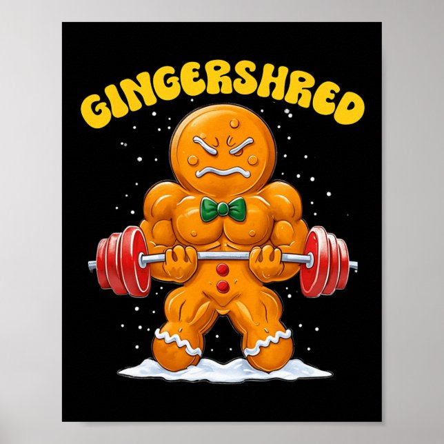 Póster Gingershred Funny Gingerbread Man Gym Bodybuilding (Frente)