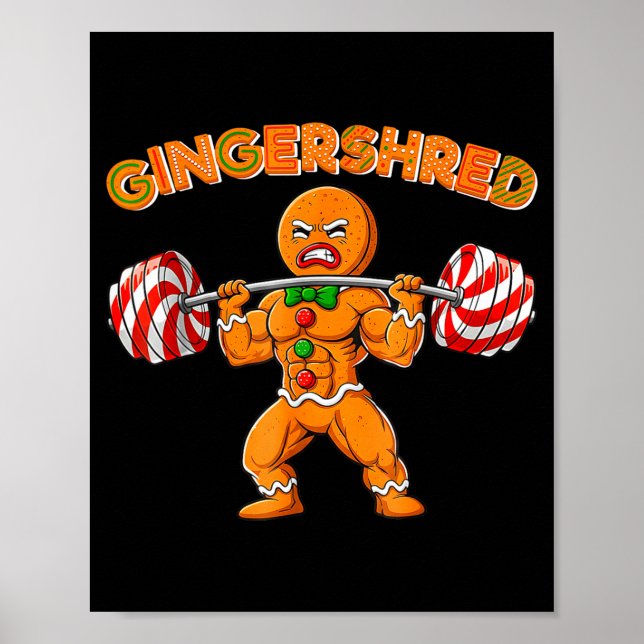 Póster Gingershred Funny Gingerbread Man Gym Bodybuilding (Frente)