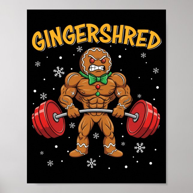 Póster Gingershred Funny Gingerbread Man Gym Bodybuilding (Frente)